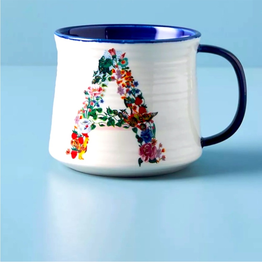 NWOT Anthropologie Nathalie Lété Bouquet Monogram ‘A’ Mug